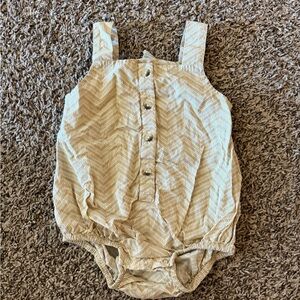 Kate Quinn Neutral Chevron Romper - Beige